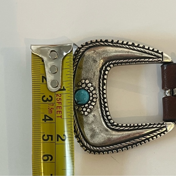 ScreenWorn Interview with the Vampire Mens Leather Western Belt Turquoise Buckle - Picture 9 of 14